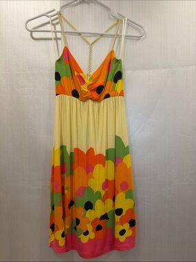 Sweetees Dress Size XS Yellow Multicolor Floral Halter Fit & Flare Mini Size XS